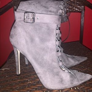 Suede grey thigh high boots size 10